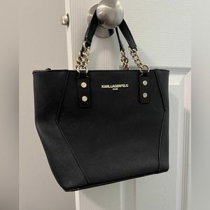 Karl Lagerfeld Black Purse with gold accents. GUC